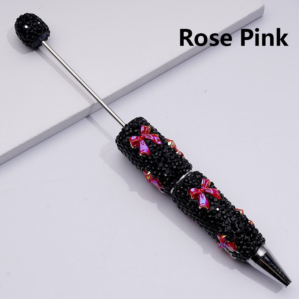Shiny Bowknots UV Coating Black Rhinestones Beadable Clay Pens