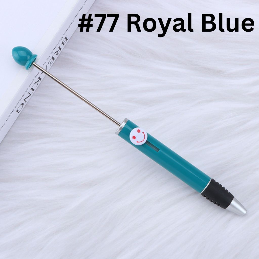 Fashionable DIY Plastic Beadable Pen with Smile Emoji in Solid Colors