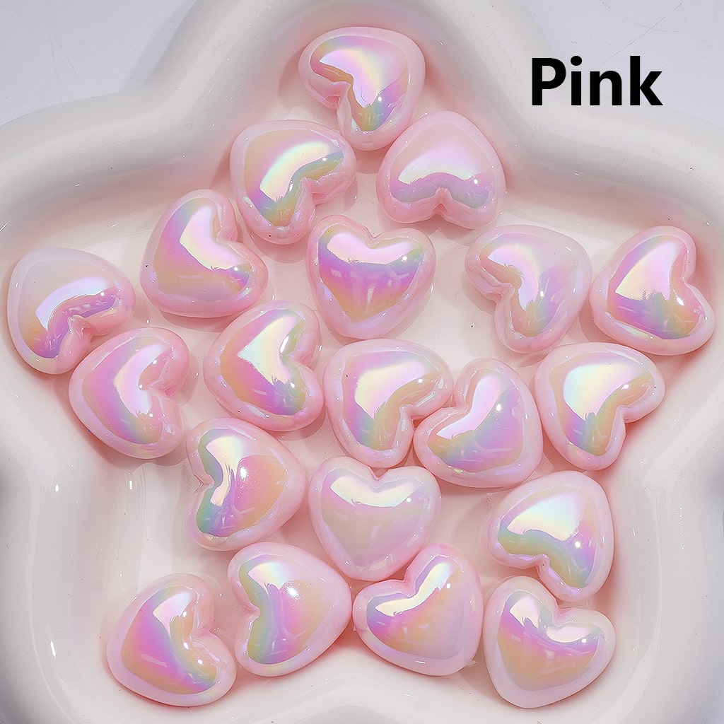 Luminous Hearts UV Coating Acrylic Beads 22*19MM (Single Color is available for 200pcs Whole bag)