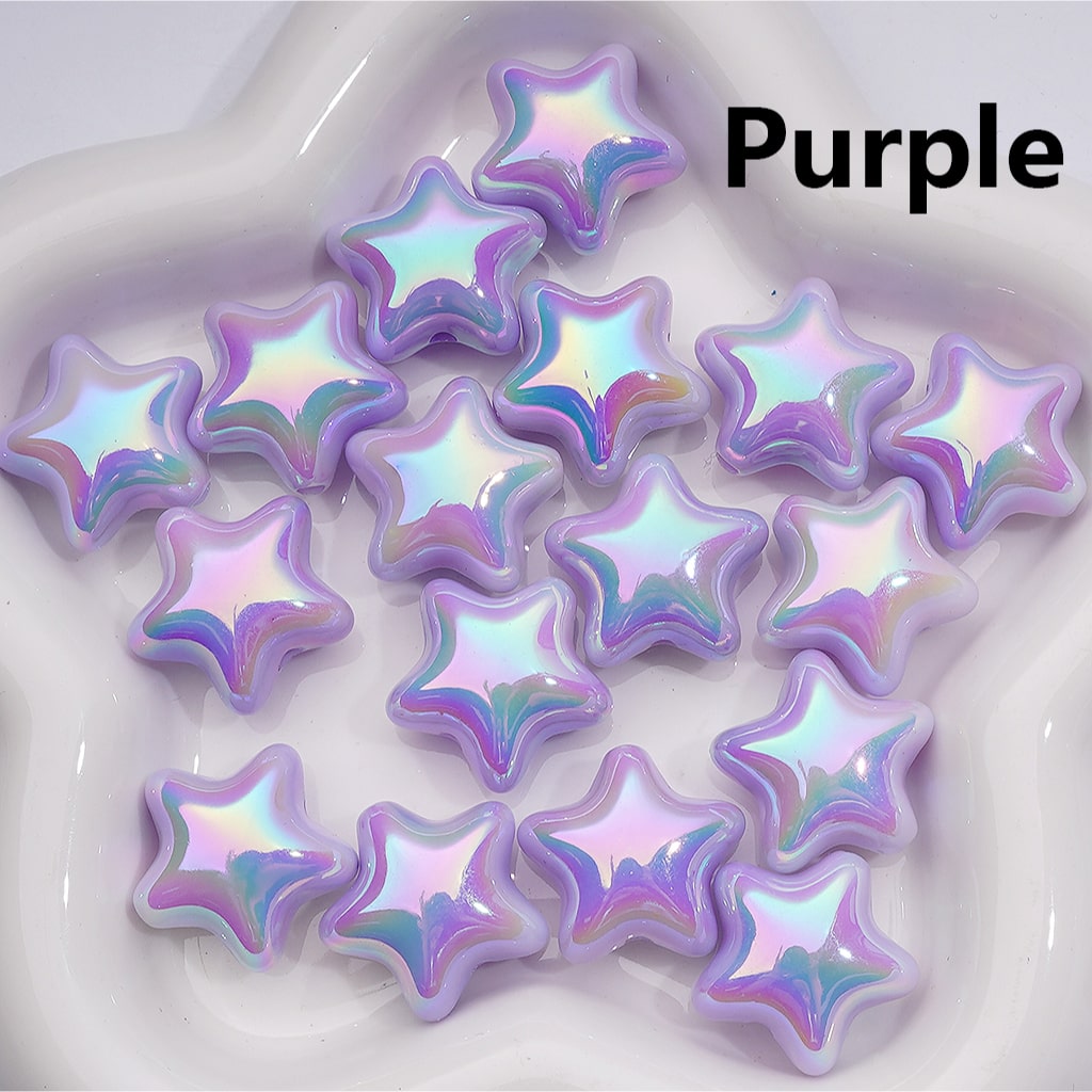 Luminous Cute Five-Pointed Star UV Coating Acrylic Beads 23MM (Single Color is available for 200pcs Whole bag)