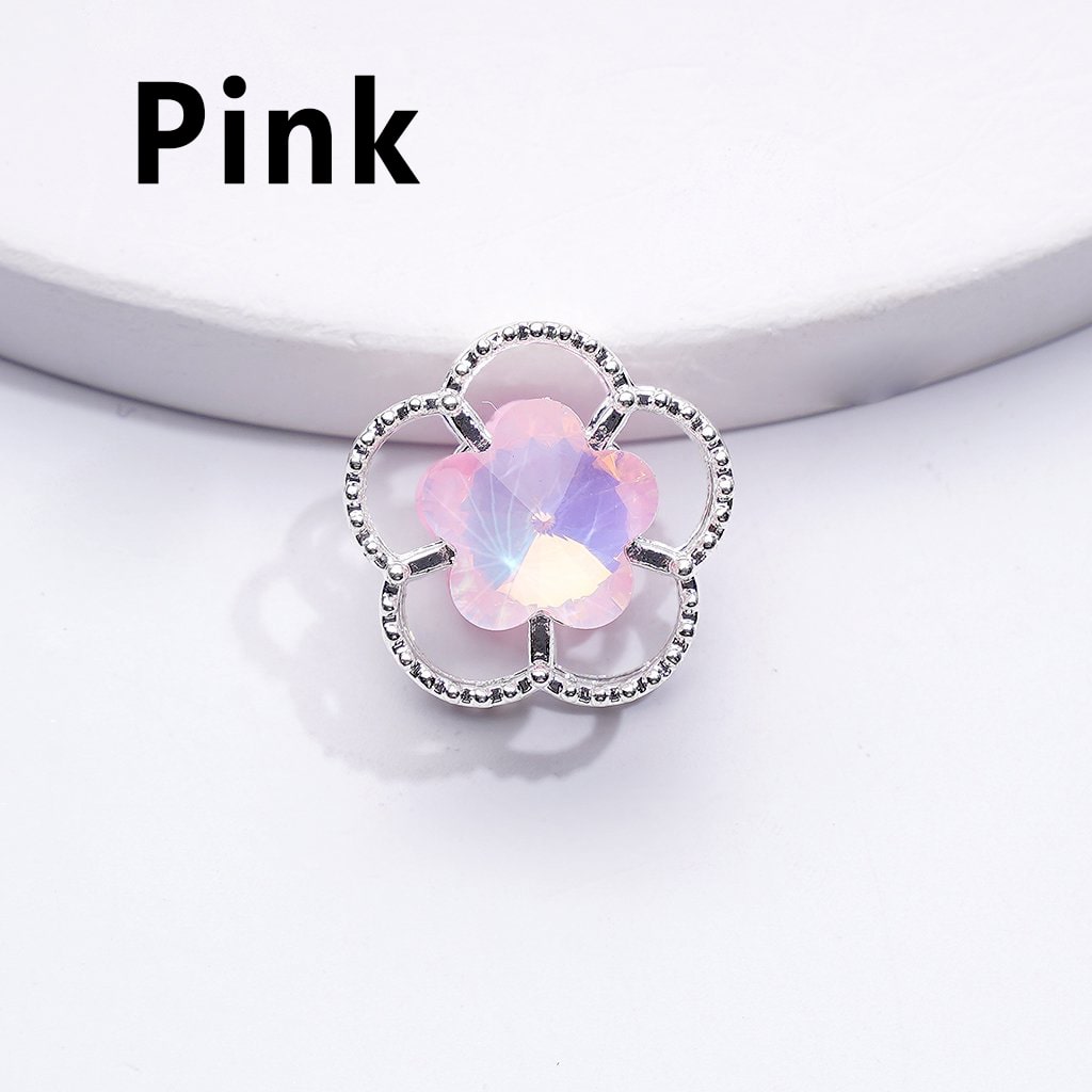 Elegant Silver Alloy Floral Beads with Five Petals & Vibrant Multi-Color Rhinestones, Approx. 17MM
