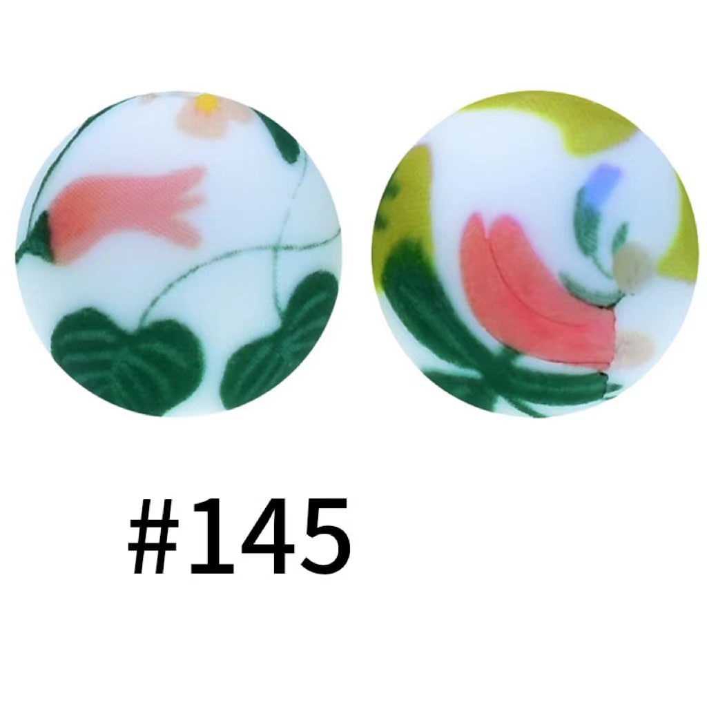 Flower Tulip Printed Silicone Beads Number 145