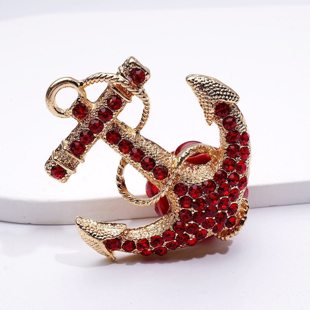 Luxury Gold Alloy Corsair Pirate Ship & Anchor – Embellished with Sparkling Rhinestones, White Pearls & Decorative Clay Beads | Hearts, Flowers, Snowflakes 58*50*20MM