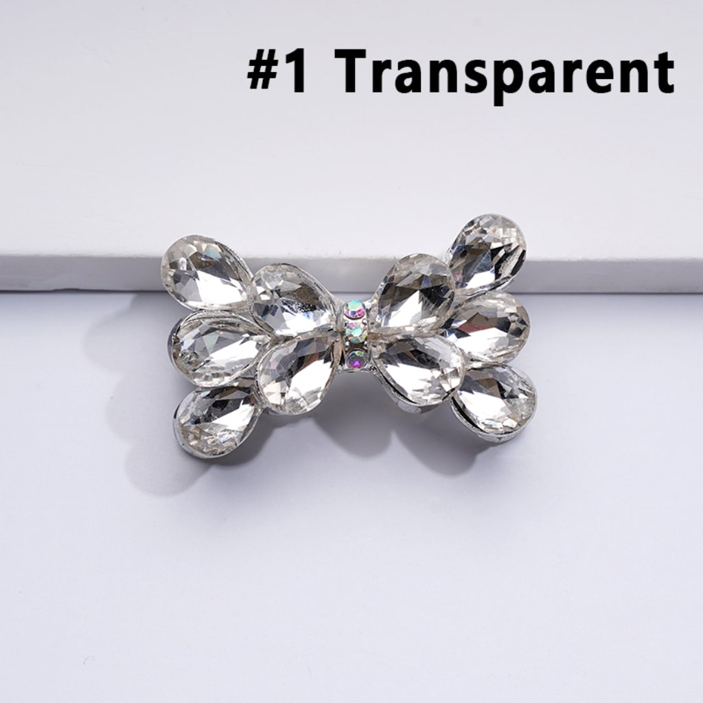 Silver Alloy Bling Bling Fancy Bowknot with Colorful & AB Shiny Rhinestones Beads, Around 37*22MM