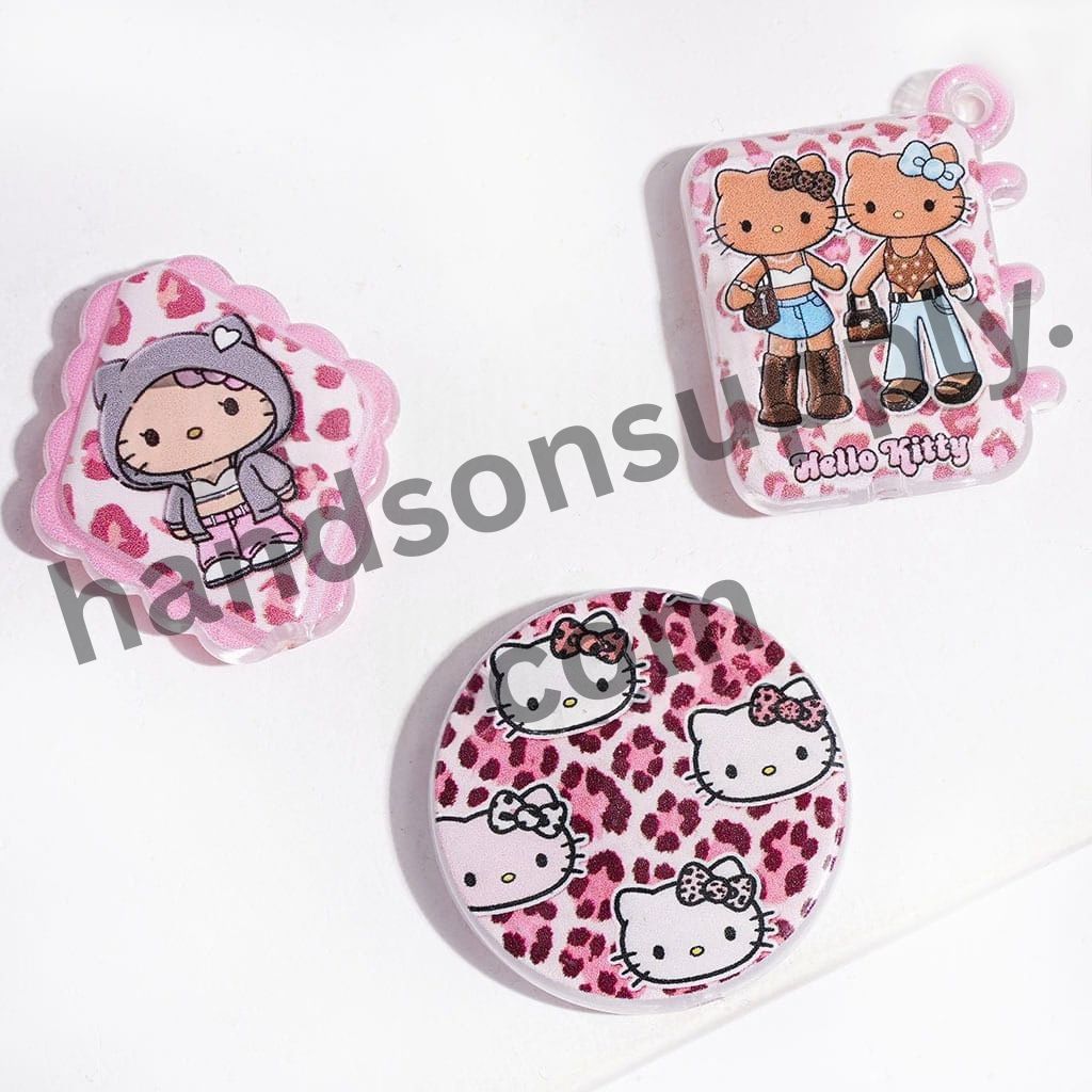 Cute Pink Leopard Series Tan-Skin Cat Character Acrylic Beads & Pendants, Random Mix