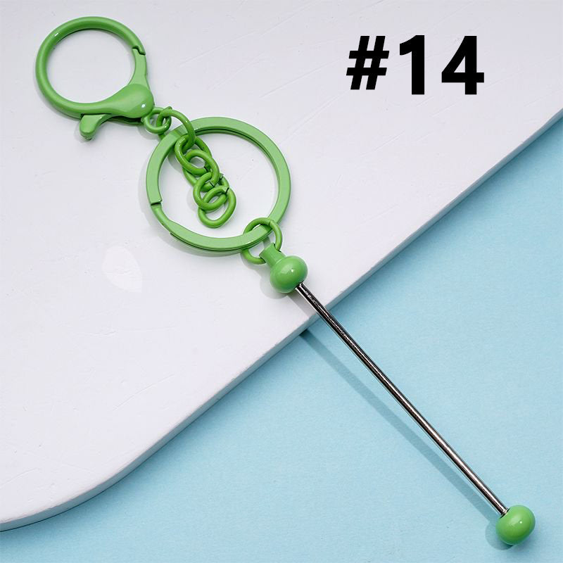 Bar with Metal Beadable Keychain and Lobster Clasp in Solid Colors