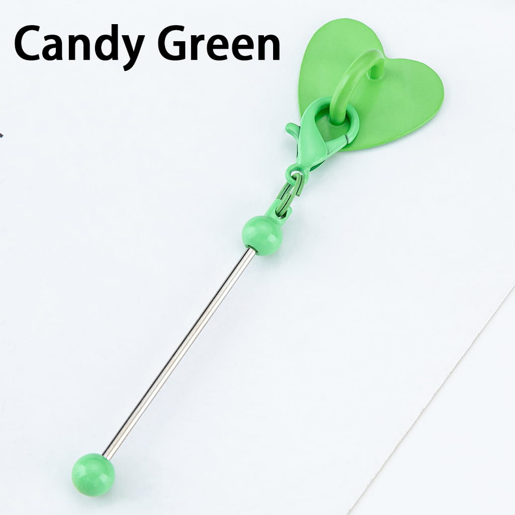 DIY Beadable Keychain Bar with Mini Lobster Clasp & Heart Accessories, 9.6*2.5CM