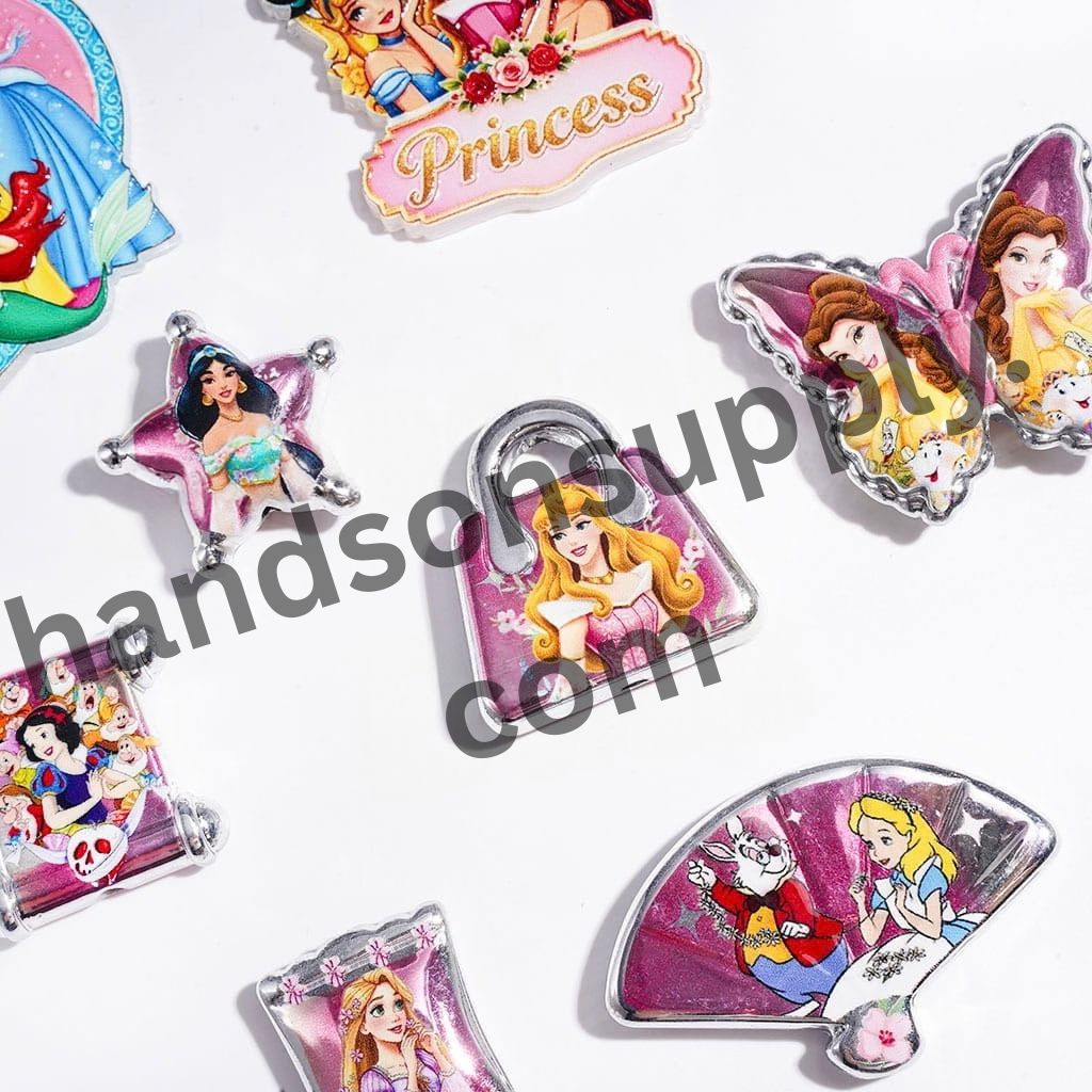 Fairytale Princess Character Series, Silver Edge Style Acrylic Beads & Pendants, Random Mix”