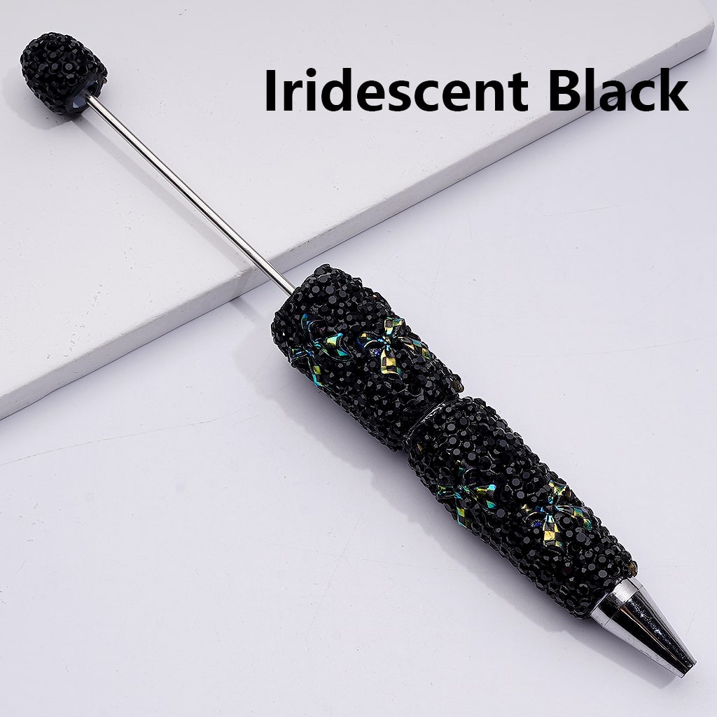 Shiny Bowknots UV Coating Black Rhinestones Beadable Clay Pens