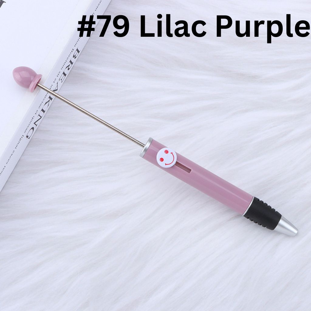 Fashionable DIY Plastic Beadable Pen with Smile Emoji in Solid Colors