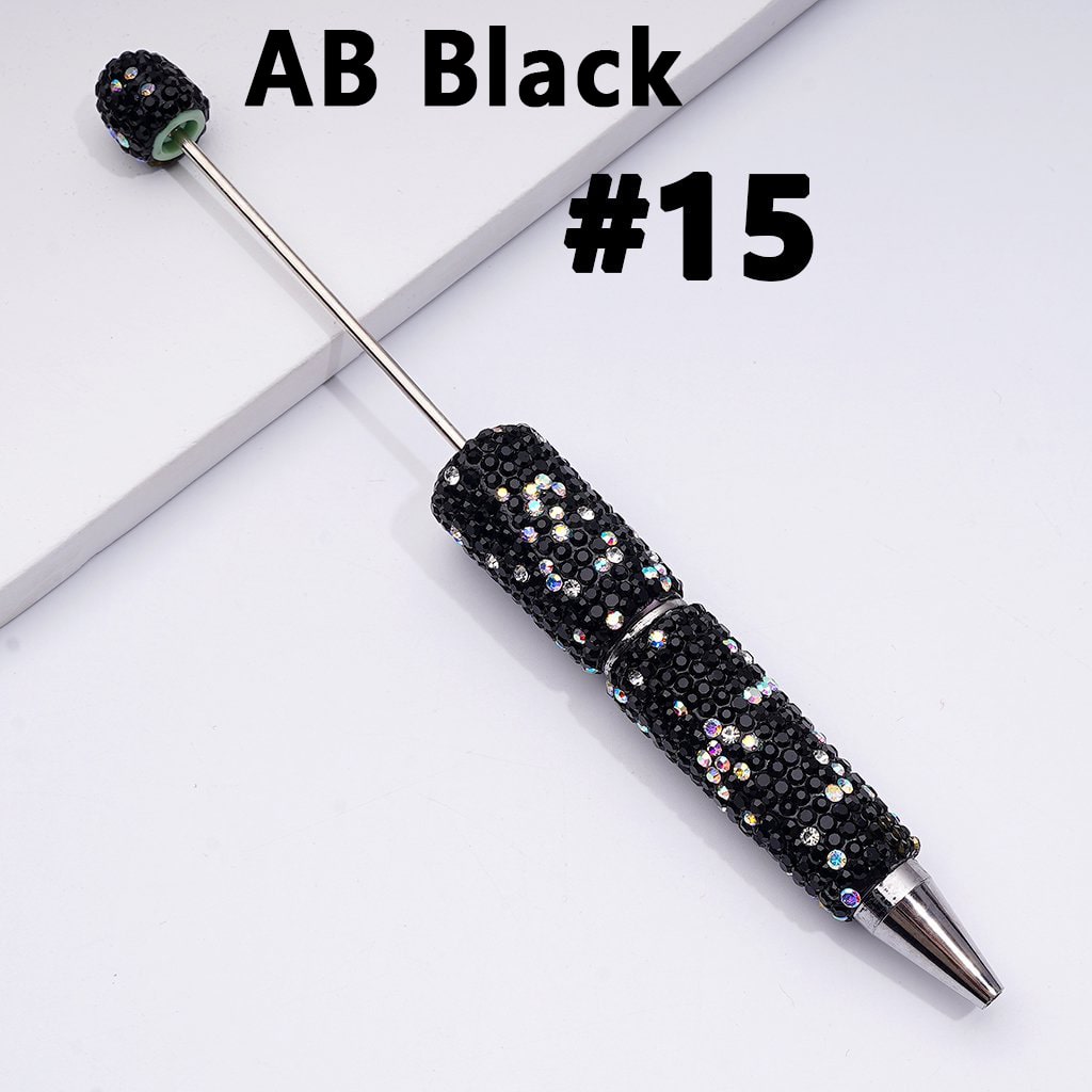 Beadable Clay Pens – Fully Wrapped in Multi-Color & AB Rhinestones for a Vibrant, Eye-Catching Design