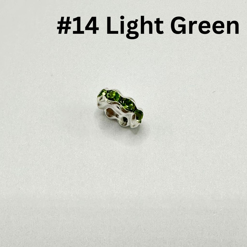 Wavy Shape Metal Spacers with Rhinestones in Solid Colors, 10mm