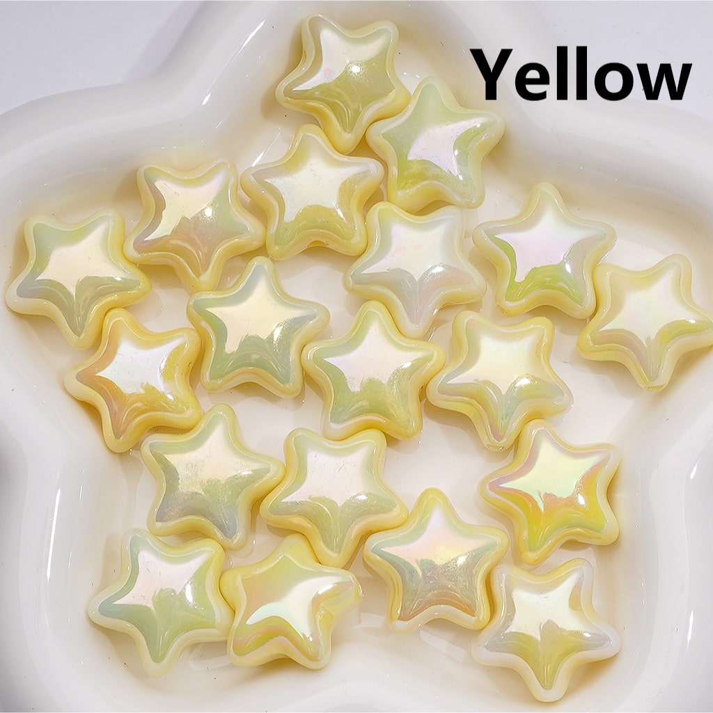 Luminous Cute Five-Pointed Star UV Coating Acrylic Beads 23MM (Single Color is available for 200pcs Whole bag)
