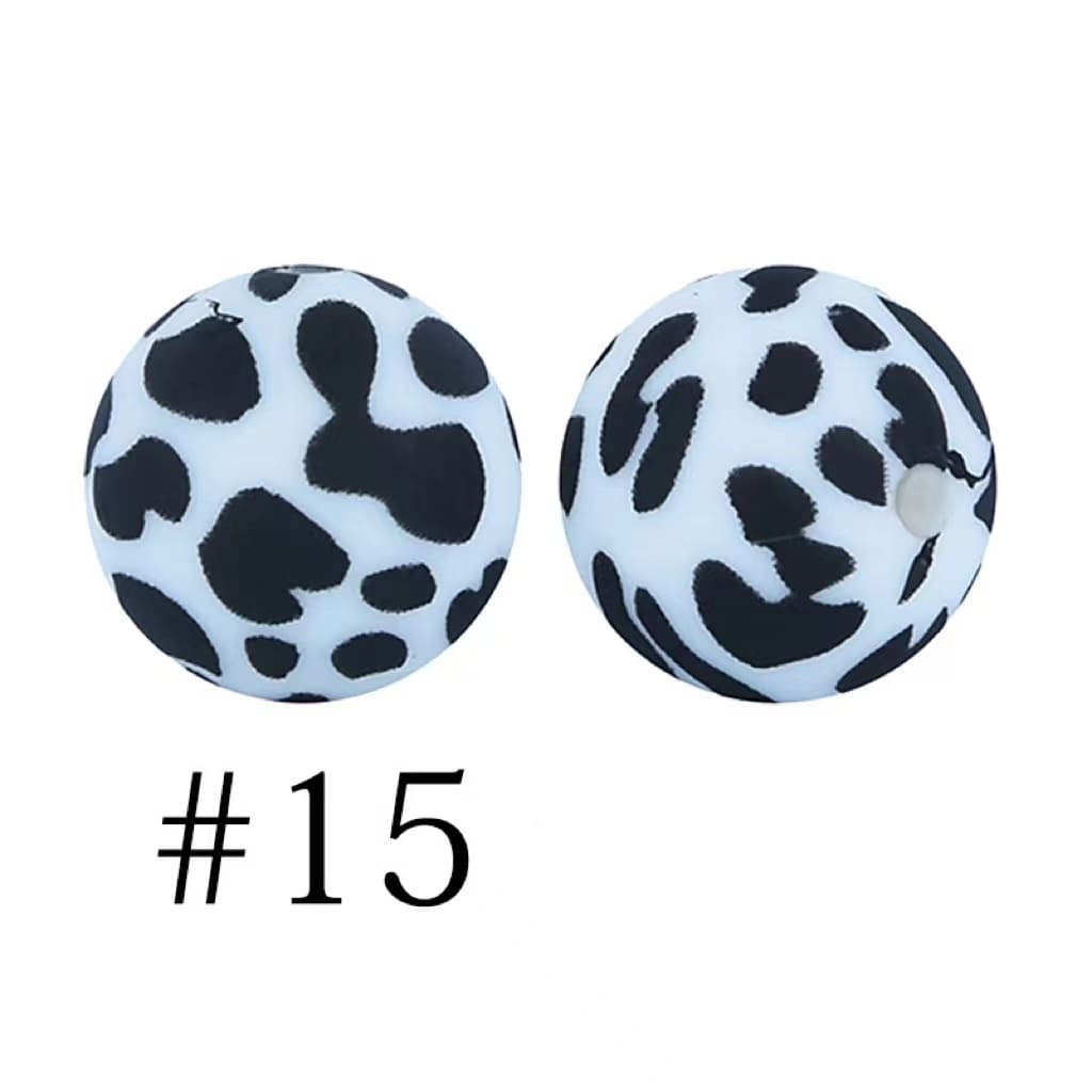 Cute Cow Print Farm Style Silicone Beads Number 15