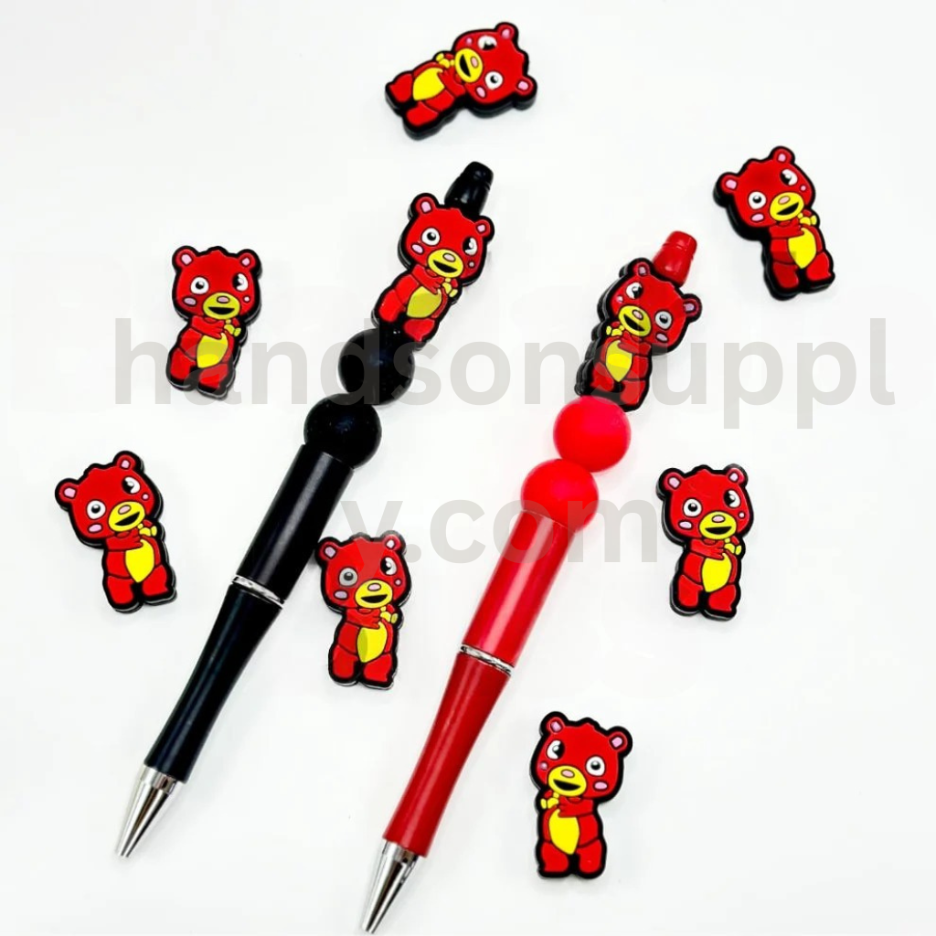 Adorable Red and Yellow Bear Silicone Focal Beads for Crafts