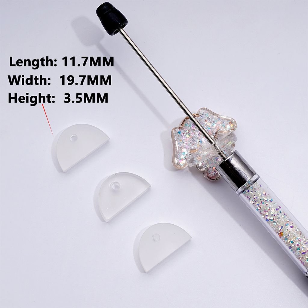 Transparent Half-Round Plastic Cap Loop for Beadable Pens DIY Craft Supply (11.719.73.5MM)