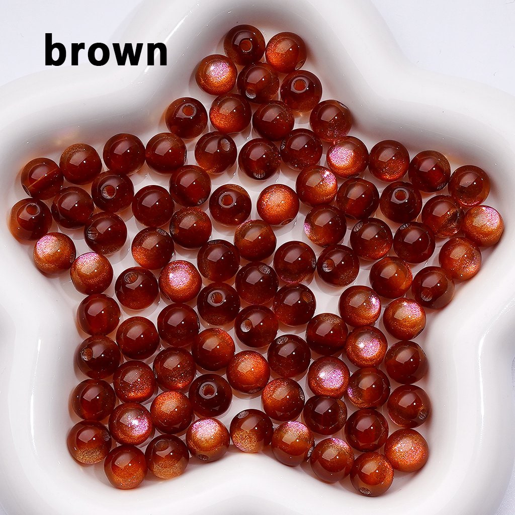 10MM Round Acrylic Beads – Mini Multi-Color Glitter Cat Eye Style