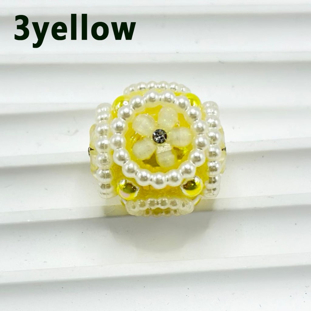 Cute Flowers Clear Rhinestone Inside Bling Bling MiniWhite Pearls Ring Loop Round Acrylic Beads, 20MM