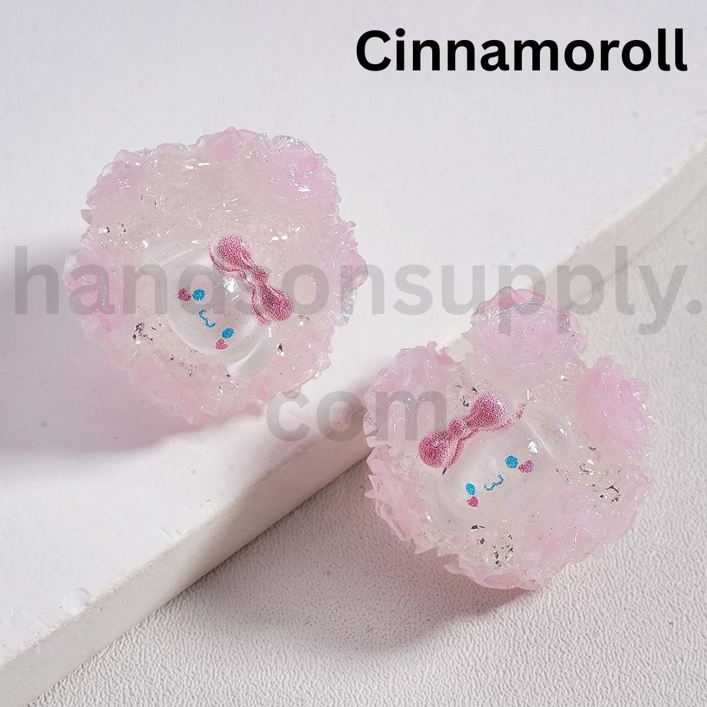 Luminous Cartoon Flower Characters Kuromi, Donald Duck, Minnie, Winnie the Pooh, Hello Kitty, Stitch, James P. Sullivan, Capybara, Cinnamonroll Acrylic Beads Multi Color Mix