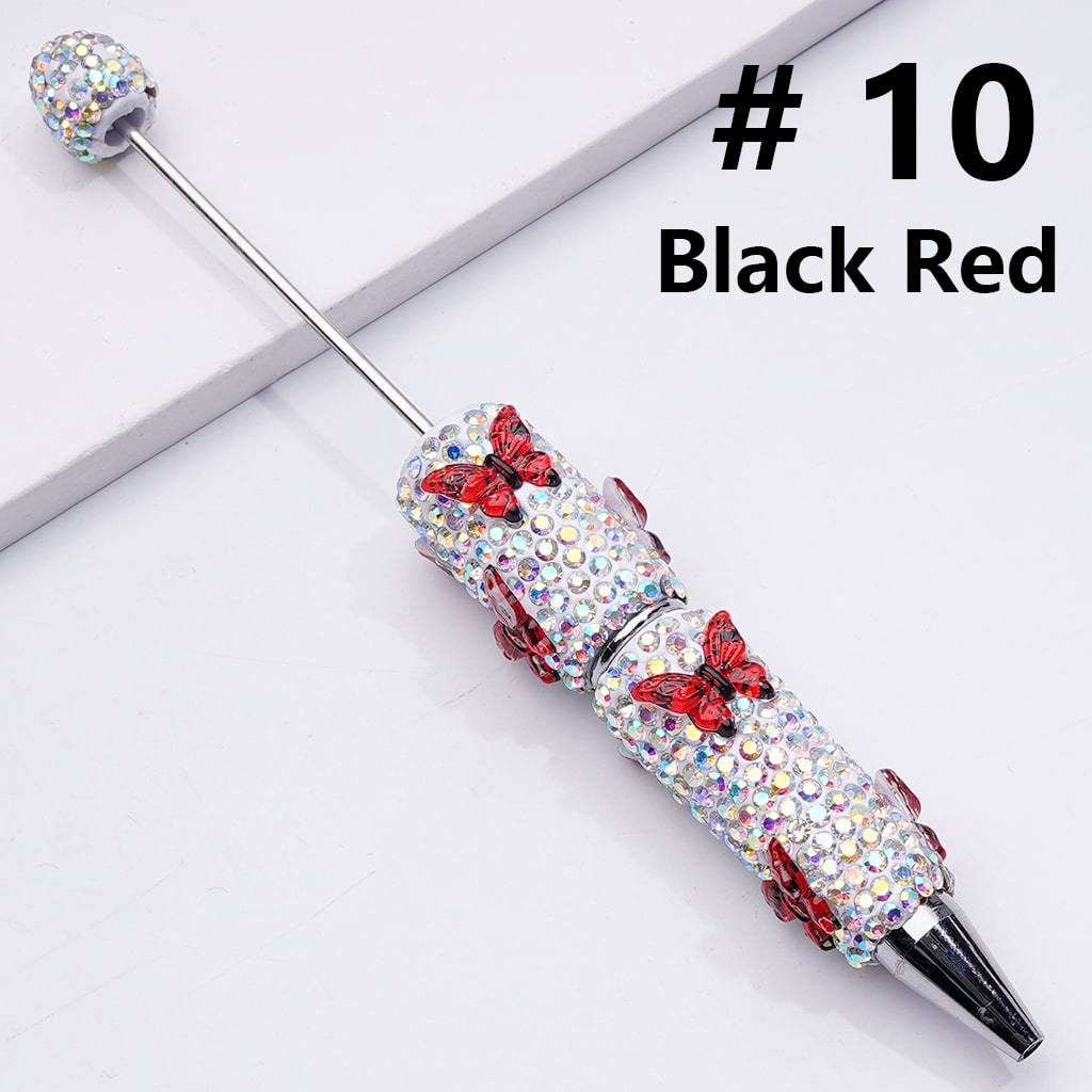 Black Rhinestones Double Color Butterfly Beadable Clay Pens