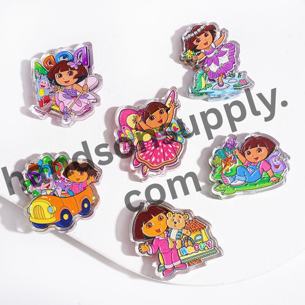Adventure-Seeking Smart Explorer Character Designs on Semi-Clear Acrylic Beads, Assorted Styles, Random Mix