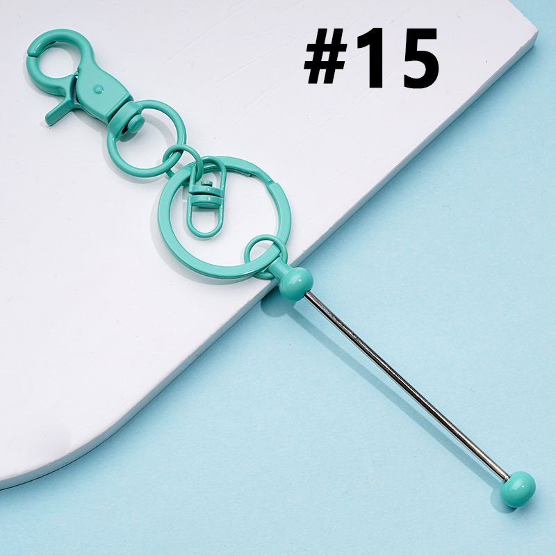 Bar with Metal Beadable Keychain and Lobster Clasp in Solid Colors