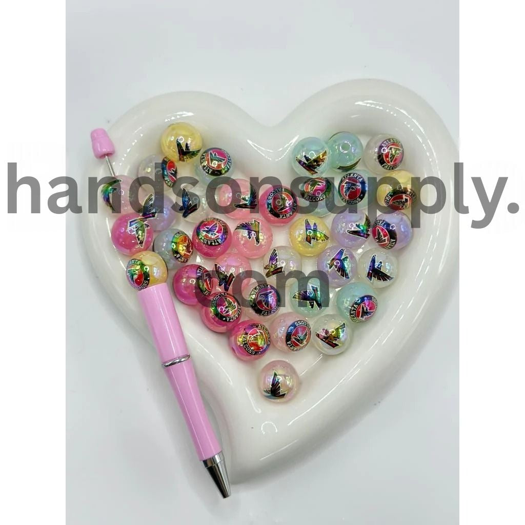 Round Jelly Color USA American Football Team Sports Acrylic Beads, 16MM