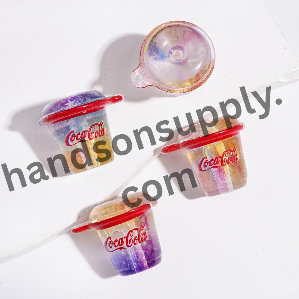 Refreshing Famous Soft Soda Cup Design Acrylic Beads and Pendants, 23MM Height, Multicolor, Random Mix