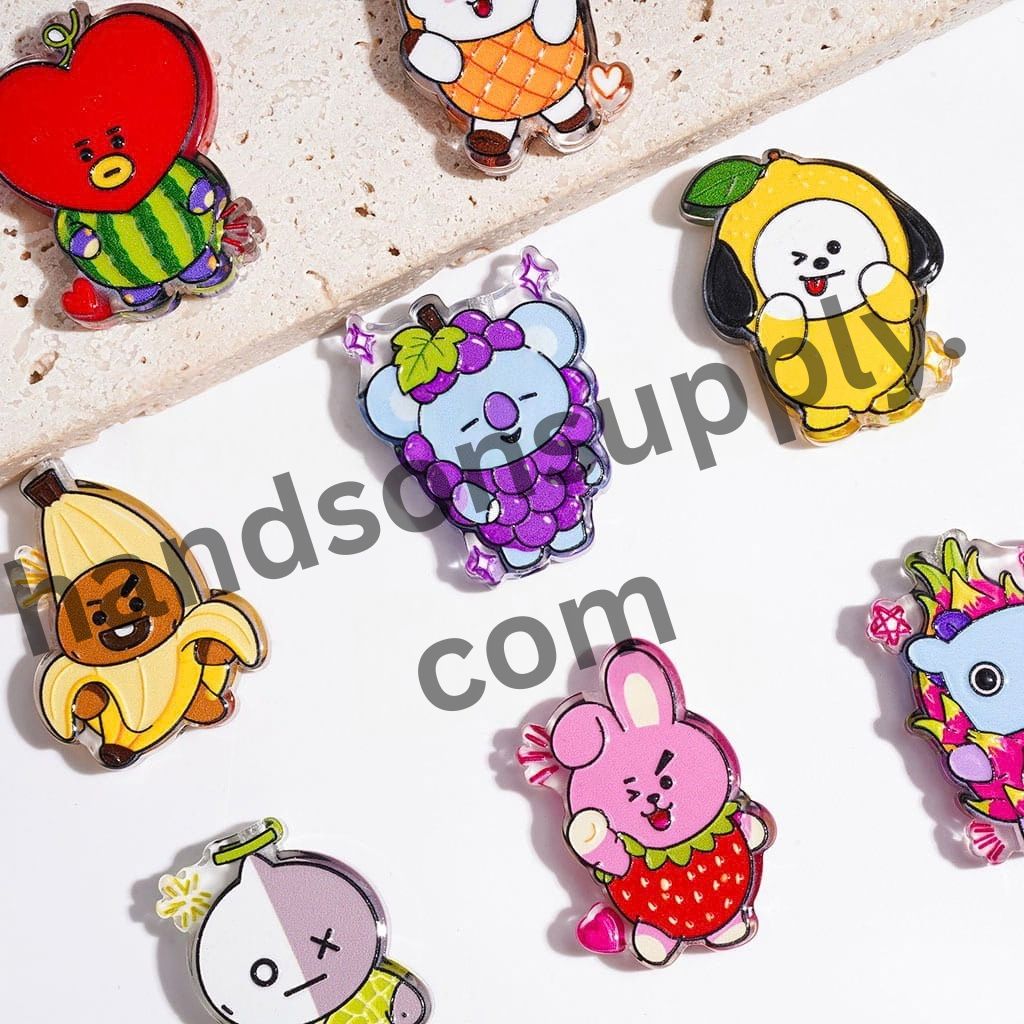 Fresh Fruit Motif Korea Boy Group Semi-Clear Acrylic Beads, Random Mix