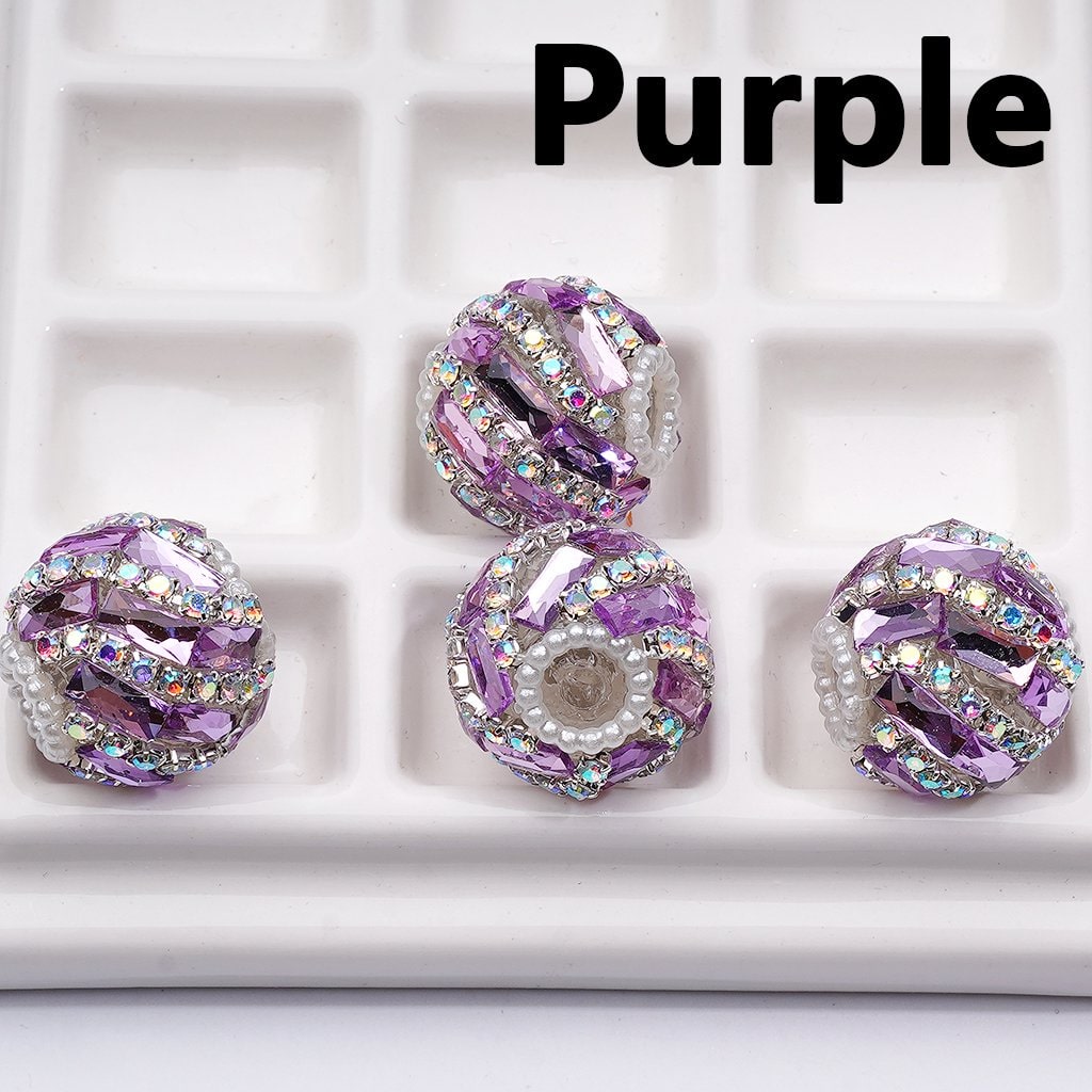 Rectangle & AB Rhinestones Chains Spiral Style Shiny White Pearls Loop Acrylic Beads 20MM