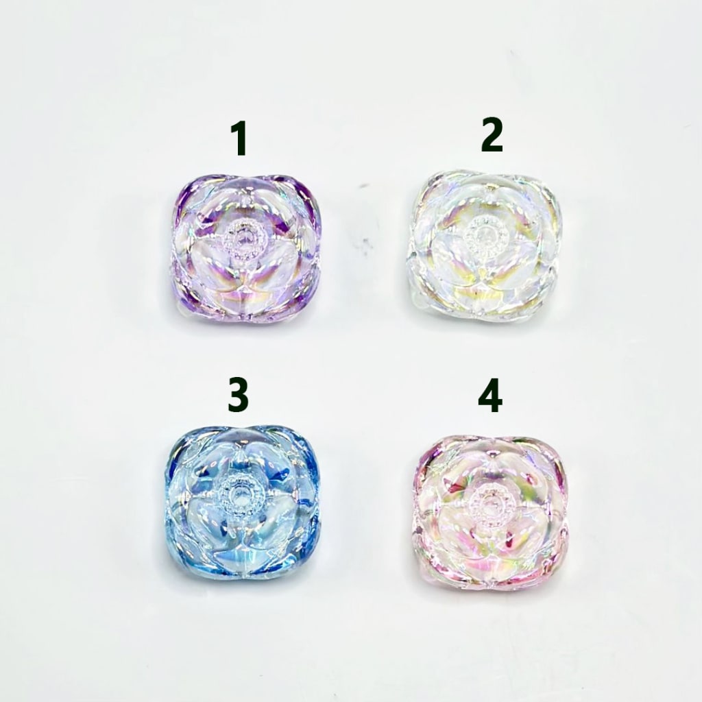 Colorful Flowers Clear UV Finish Acrylic Beads, 17MM, Please Read the Description