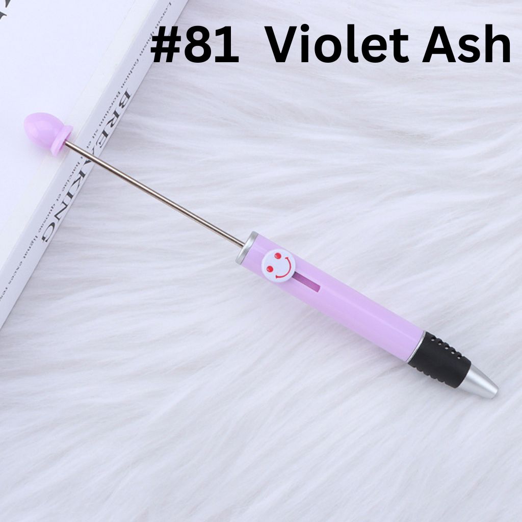 Fashionable DIY Plastic Beadable Pen with Smile Emoji in Solid Colors