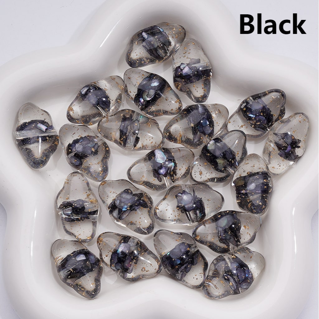 Clear Heart Acrylic Beads with Multi-Color Shells & Gold Foil Paper 13*22MM (Single Color is available for 200pcs(Whole bag))