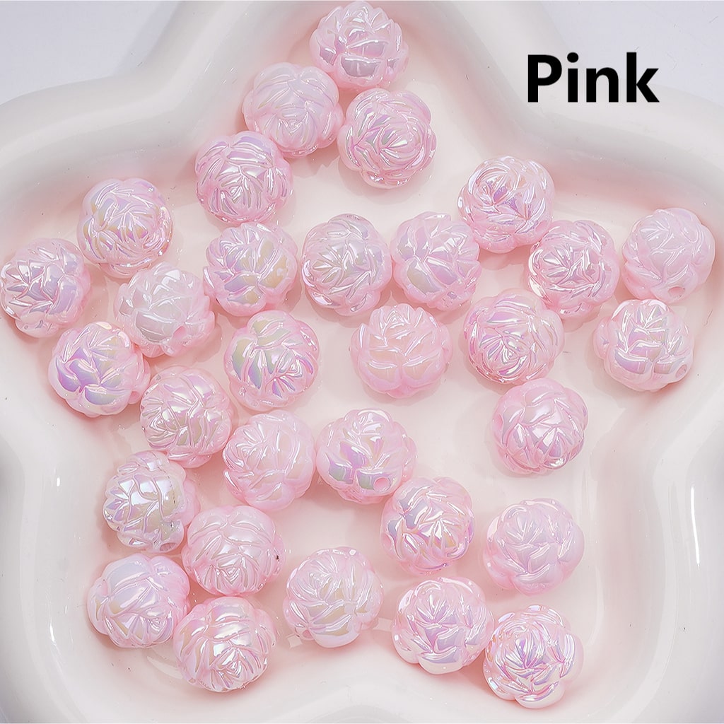 Luminous Cute Rose Flower UV Coating Acrylic Bead 16MM (Single Color is available for 200pcs Whole bag)