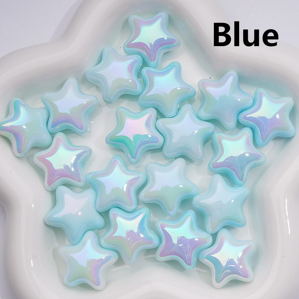 Luminous Cute Five-Pointed Star UV Coating Acrylic Beads 23MM (Single Color is available for 200pcs Whole bag)