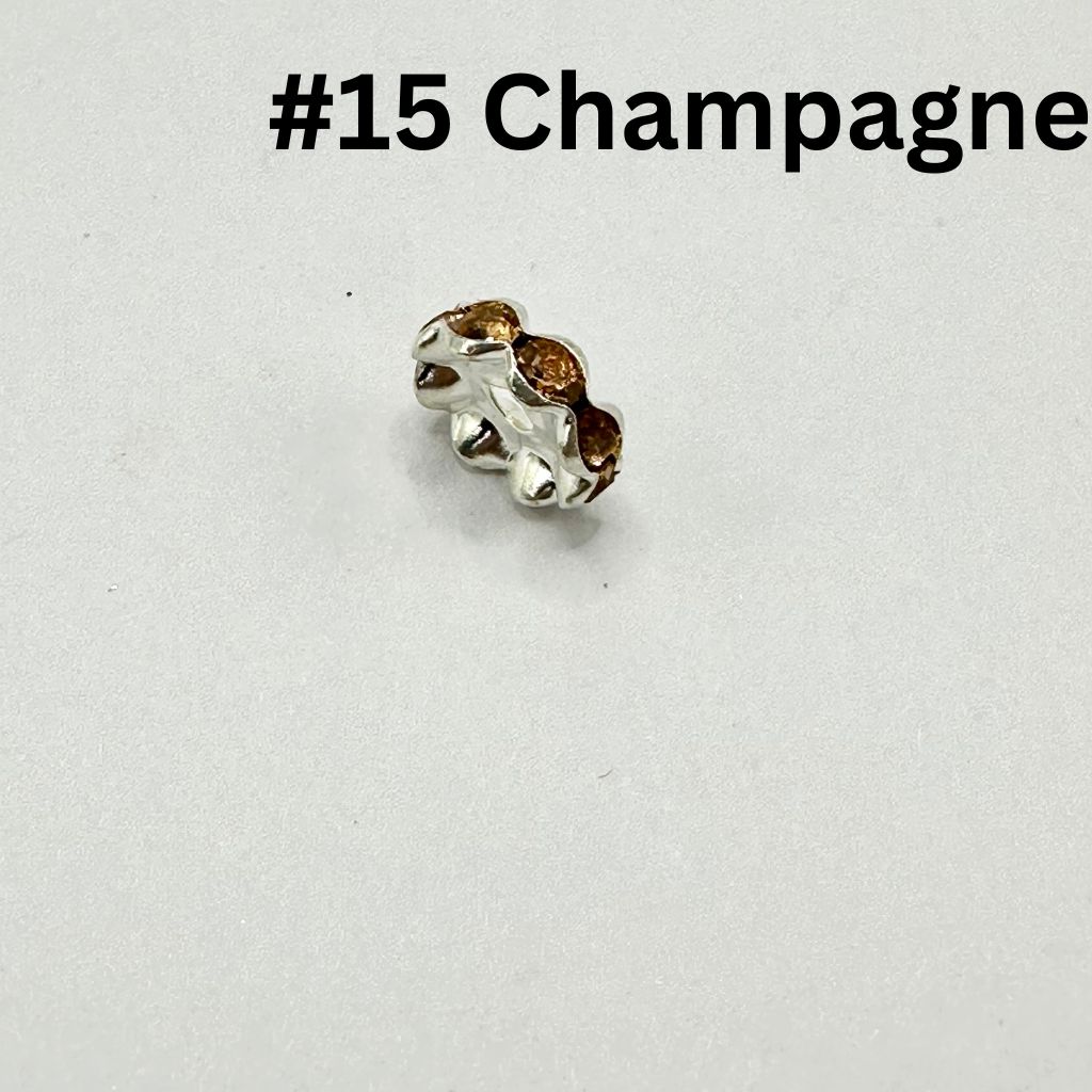 Wavy Shape Metal Spacers with Rhinestones in Solid Colors, 10mm