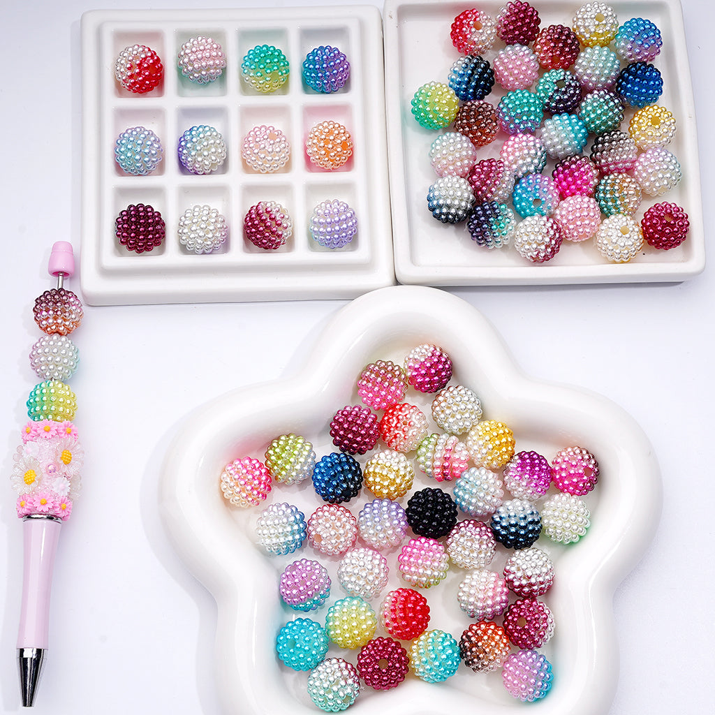 Double Color Textured Multicolor Bumpy Bayberry Acrylic Beads, Splittable, 15mm, DK, THEY FIT ON BEADED PENS