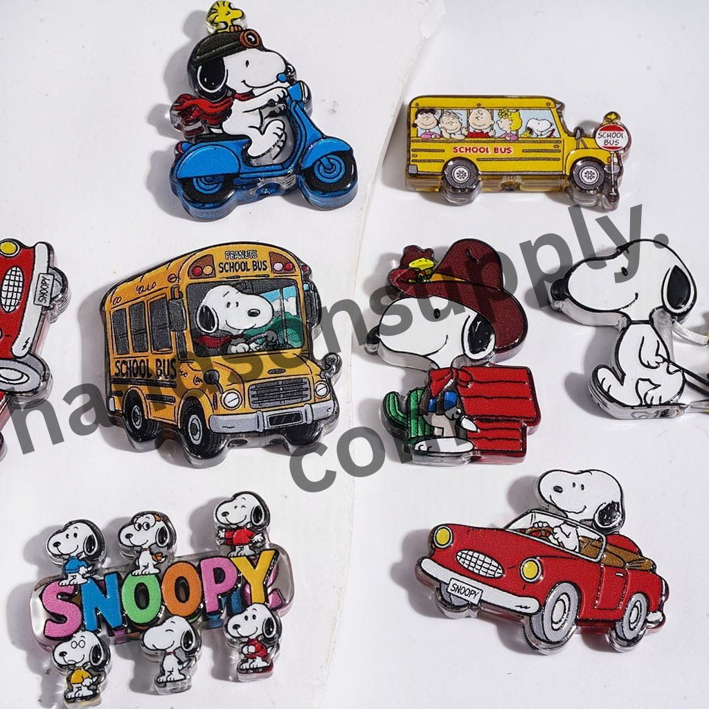Beagle Dog Character Designs in Various Expressions and Poses Semi-Clear Acrylic Beads, Random Mix