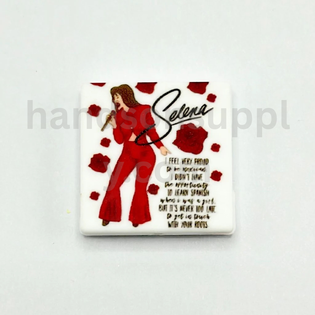 Singing Woman in Red Dress with “I Feel Very Proud I Didn't Have the Opportunity” Text Silicone Focal Beads