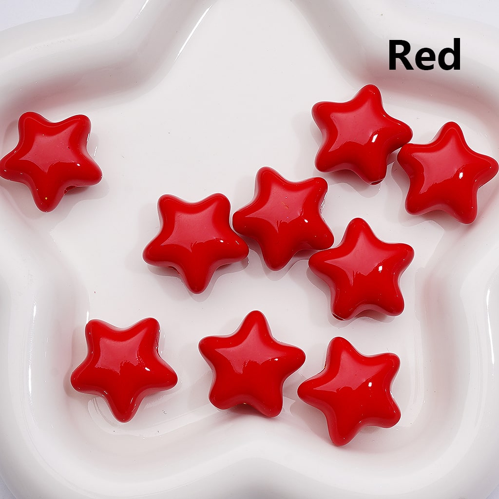 Solid Color Five-Pointed Star Acrylic Beads Stoving Varnish 23MM (Single Color is available for 200pcs Whole bag)