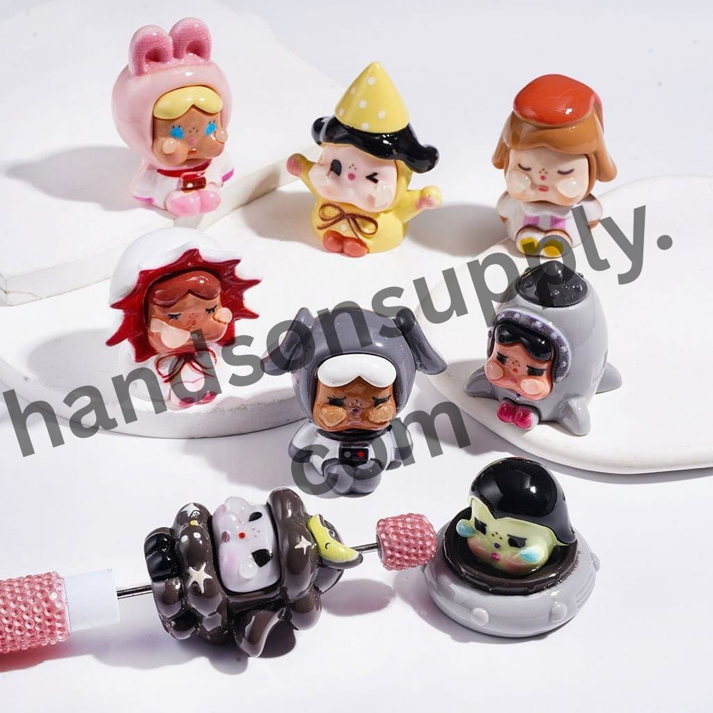 Adorable Fantasy Sad Baby Girl Character in Space Series Acrylic Figurine for Beads or Pen Topper