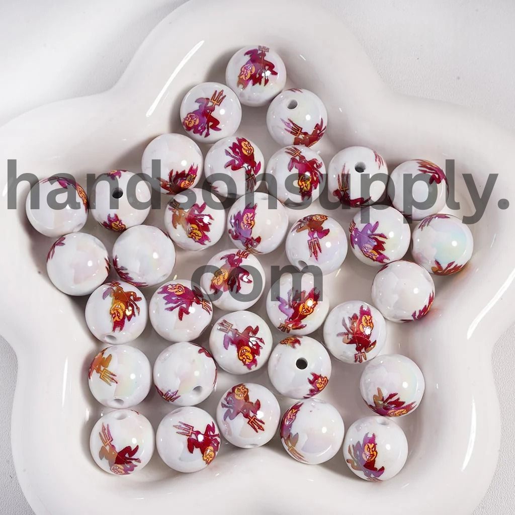 UV Coating American College Football Acrylic Beads, 16MM