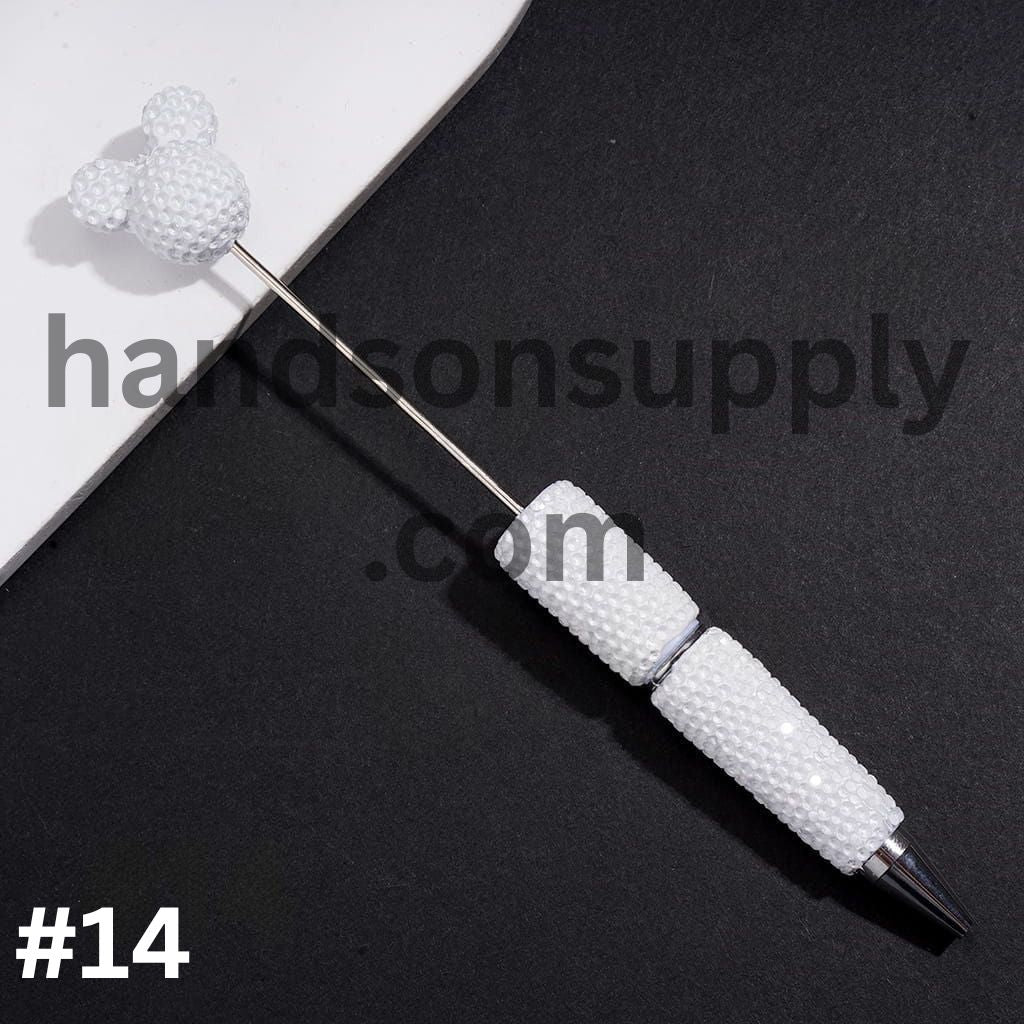 Vibrant Color Mouse Head Pen Topper with Sparkly Rhinestone Fluorescent Beadable Clay Pen (Please Read Description)
