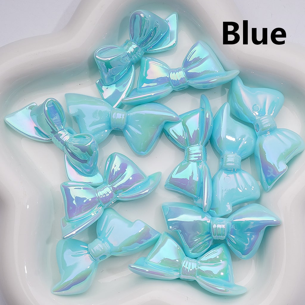 Large Luminous Bowknots UV Coating Acrylic Bead 46*21MM (Single Color is available for 200pcs Whole bag)