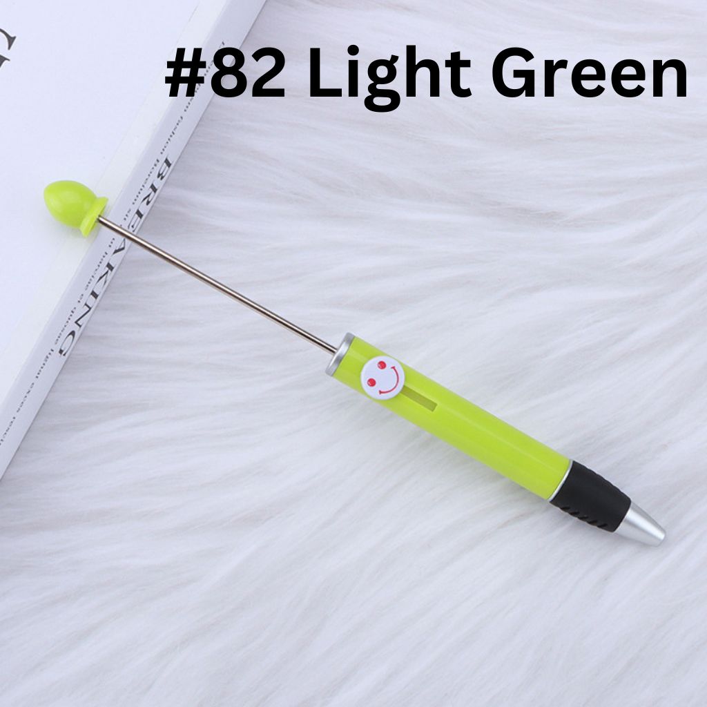 Fashionable DIY Plastic Beadable Pen with Smile Emoji in Solid Colors
