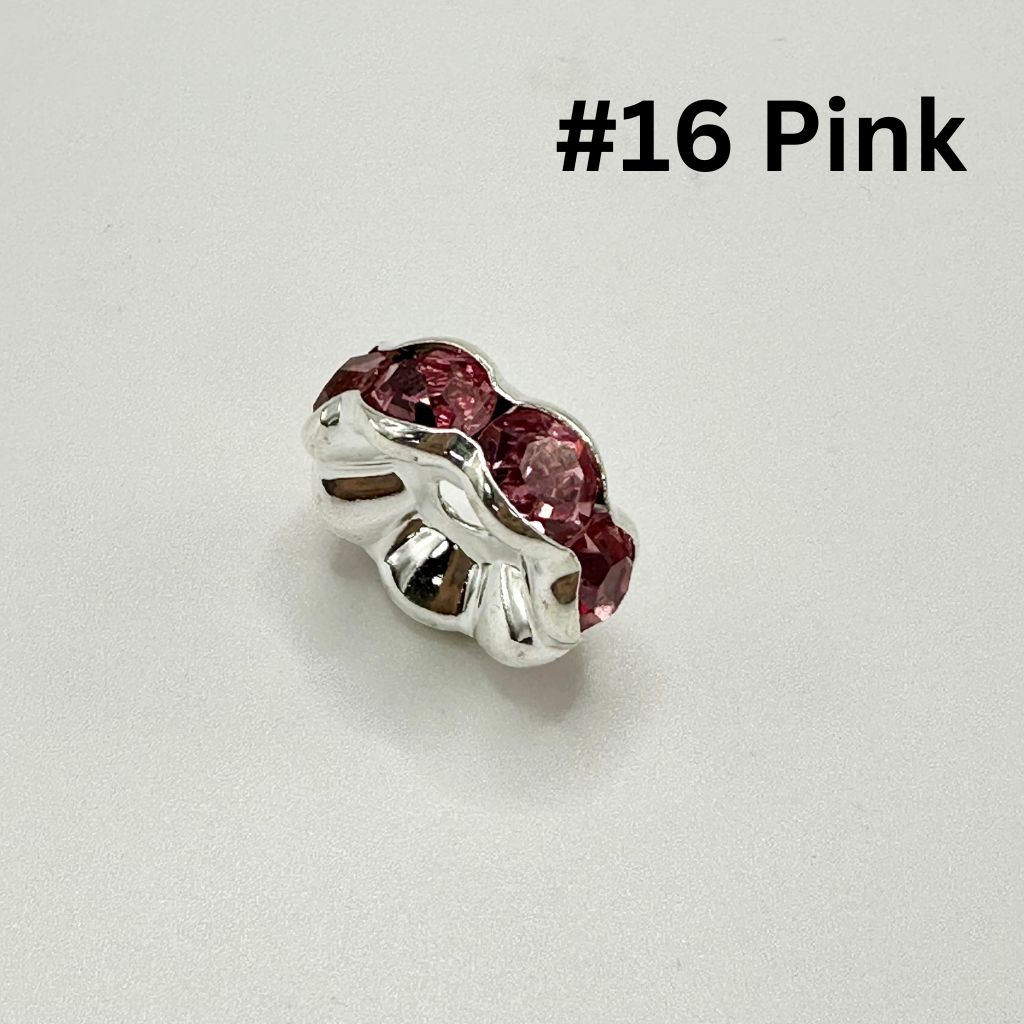 Wavy Spacers with Rhinestones in Solid Colors, Huge, 20mm, ZJ