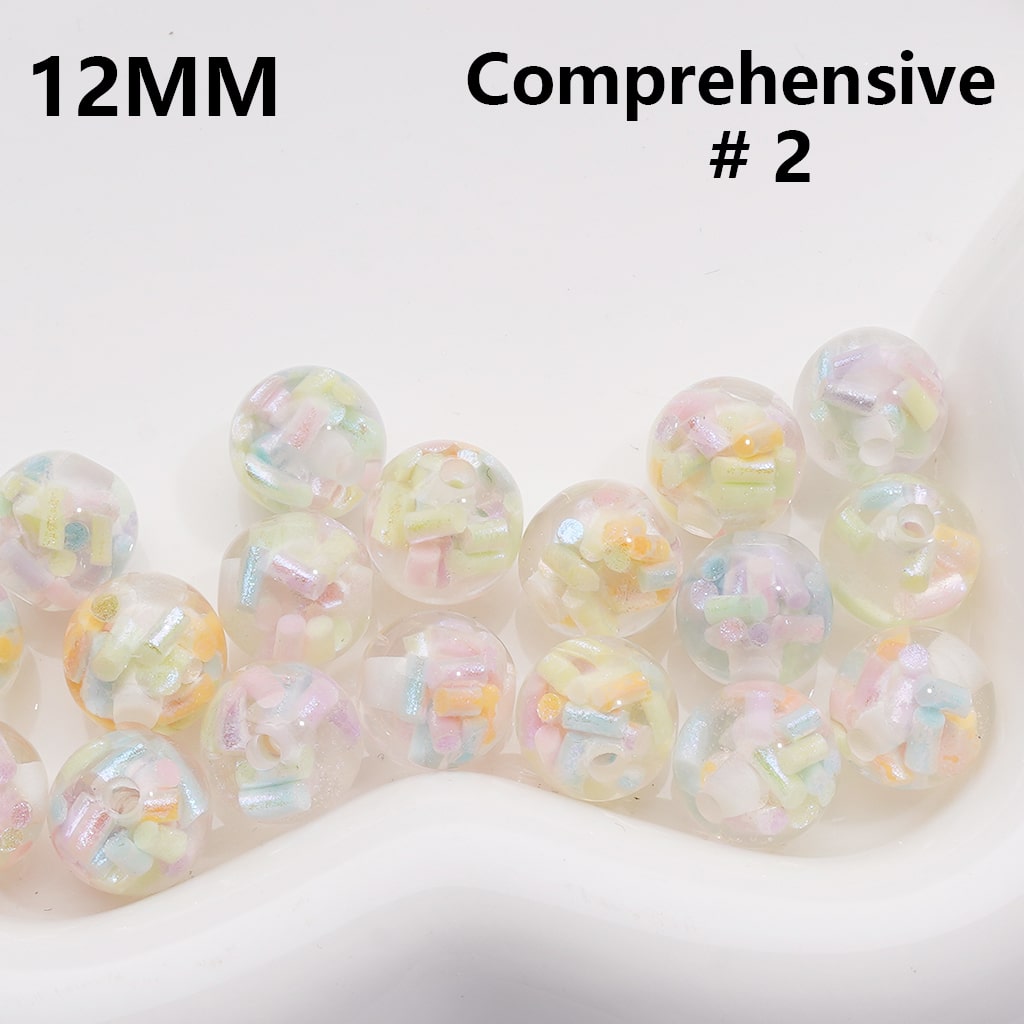 Mini Round with Colorful Candy Stick Center Clear Acrylic Beads 12MM (Single Color is available for 200pcs(Whole Bag))
