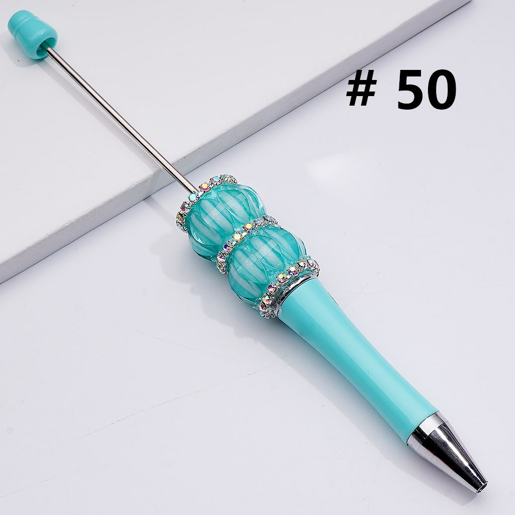 Solid Color Mini Pumpkin Charms Beadable Pens with Clear Rhinestones Chains
