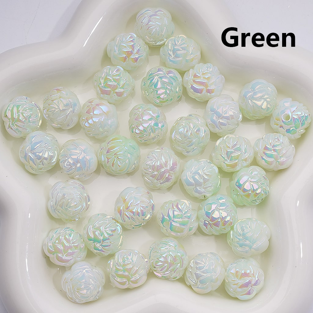 Luminous Cute Rose Flower UV Coating Acrylic Bead 16MM (Single Color is available for 200pcs Whole bag)