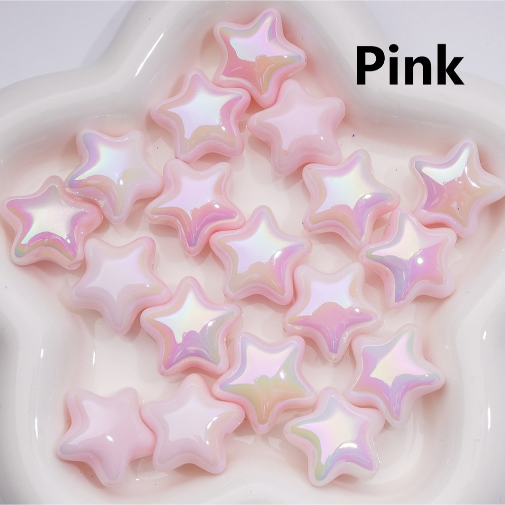 Luminous Cute Five-Pointed Star UV Coating Acrylic Beads 23MM (Single Color is available for 200pcs Whole bag)